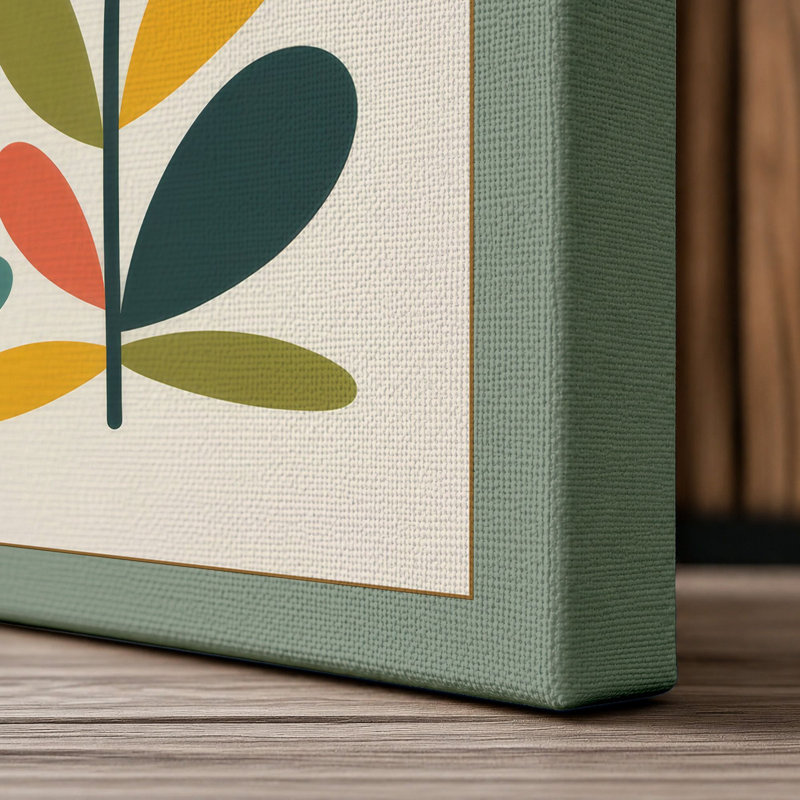 Golden Blooms Mid-Century - Wrapped Canvas, 30x20 - 76.2 x 50.8 cm, Sage Border