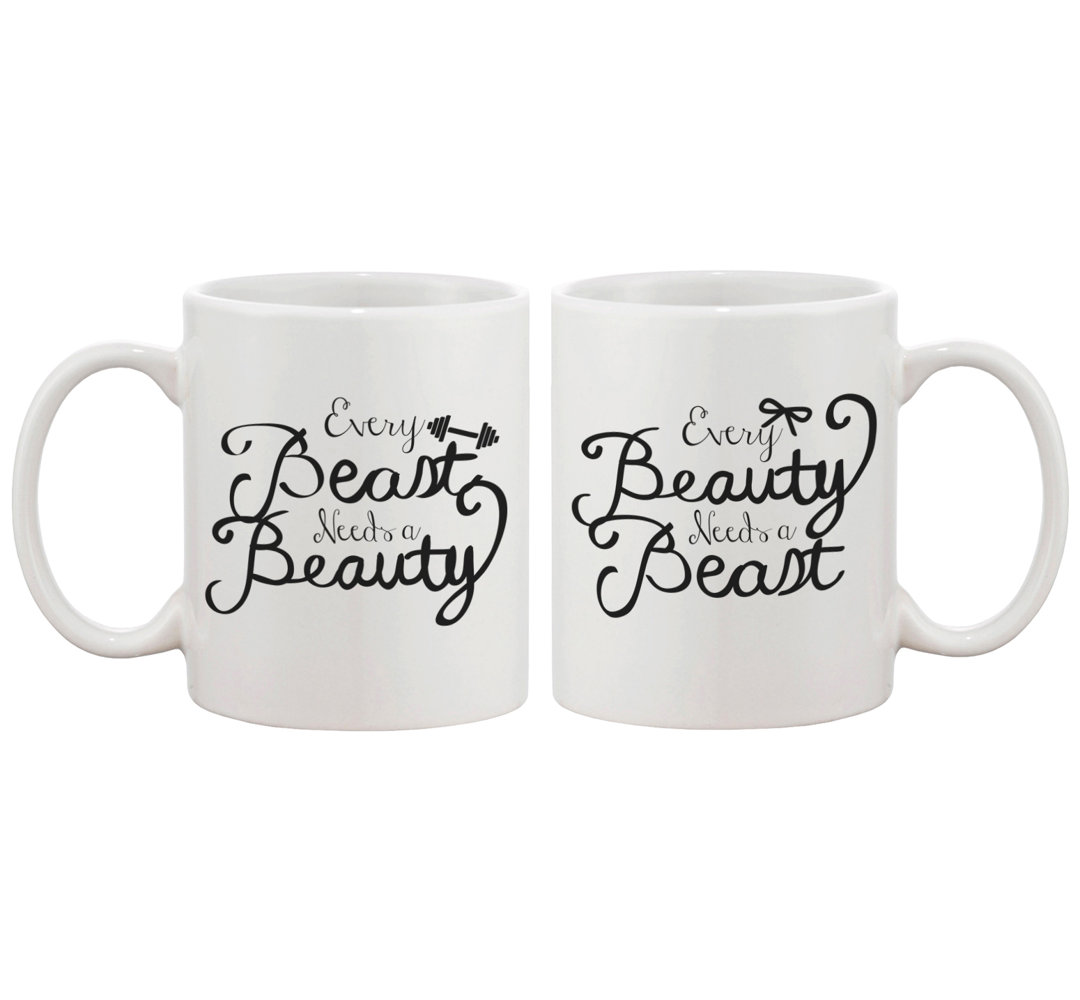 2 Piece Every Beauty and Beast Needs Each Other Couple Matching 11 oz. Coffee Mug Set 365 Printing Inc
