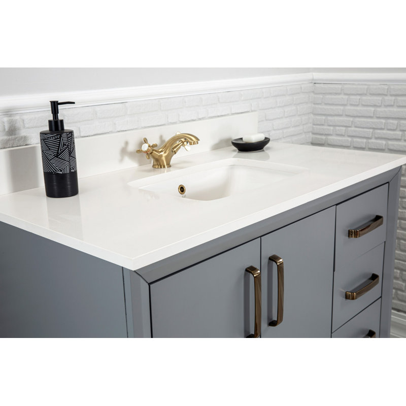 Ensemble de meuble-lavabo simple 41,3 po avec miroir Aksha, Gris foncé