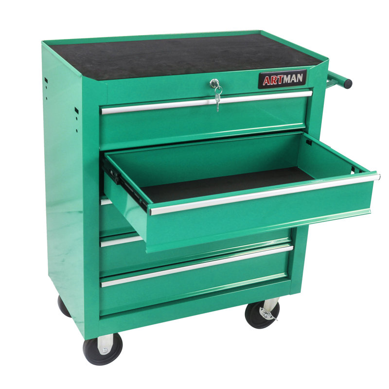 5 Drawer Tool Chest, Tool Storage Cabinet For Garage Storage With 4 Wheels And Locking System, Green