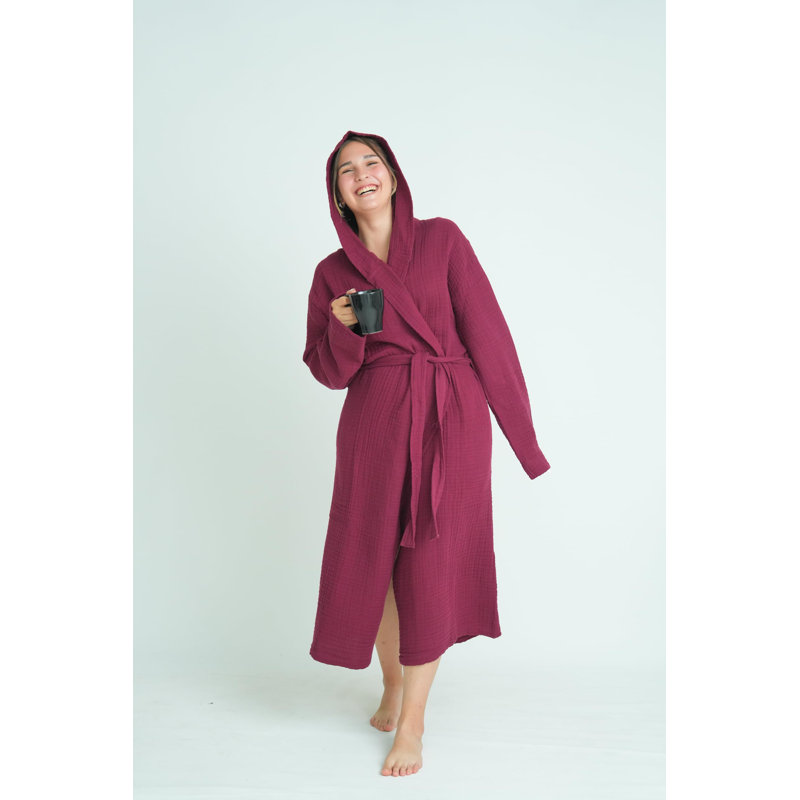 100% mousseline de coton - peignoir léger pour femmes et hommes, séchage rapide, TTG, Rouge