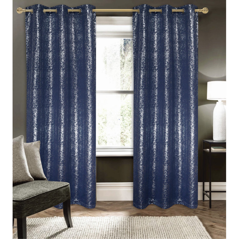 Rideau occultant en polyester Tampere, Bleu marine, L 54 po x L 90 po