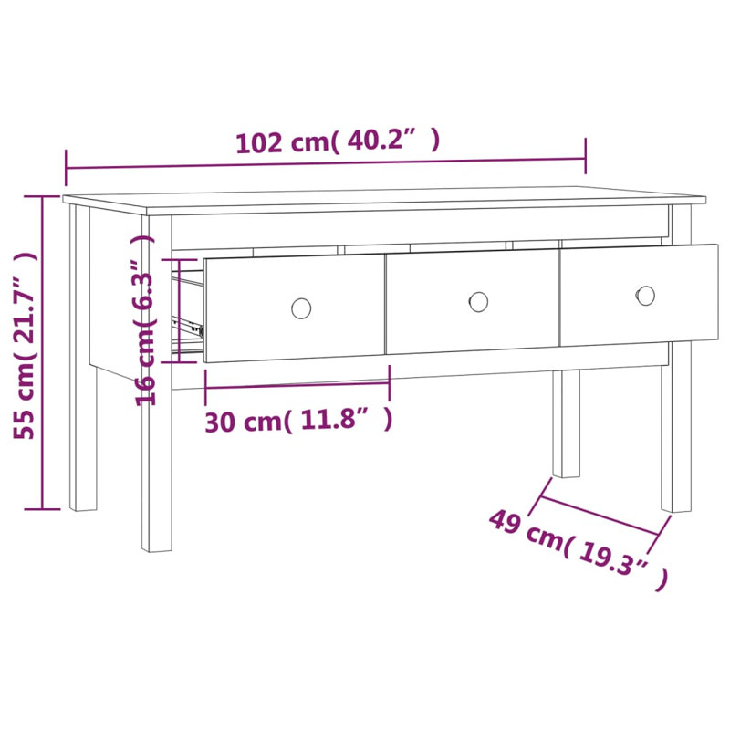 Kishea Solid Wood Coffee Table with Storage, Black