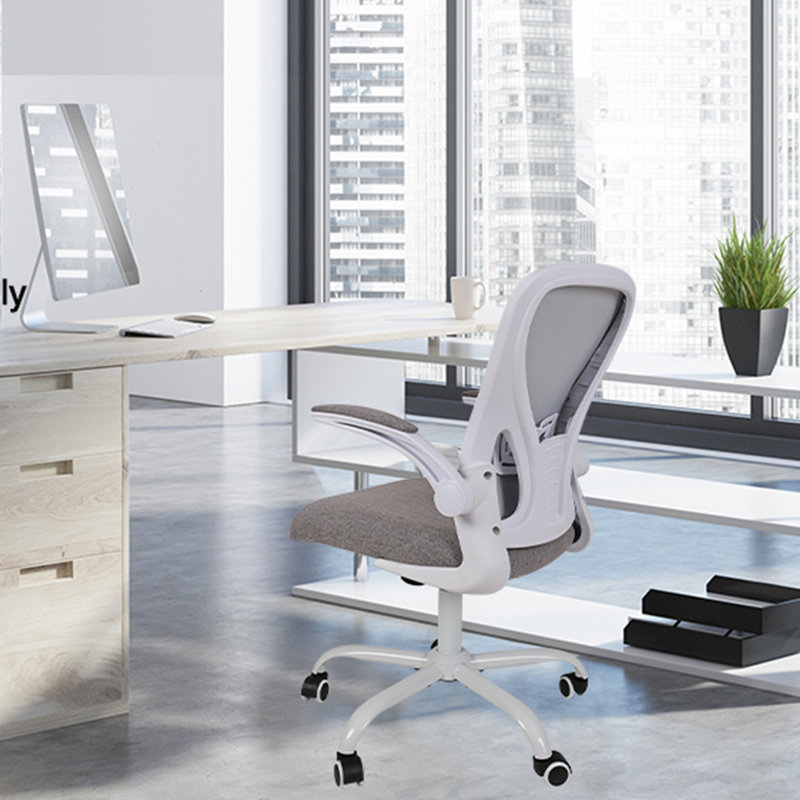 Modern Ergonomic Office Chair with Adjustable Lumbar Support, 360° Swivel Executive Computer Desk Chair with Flip-Up Armrests