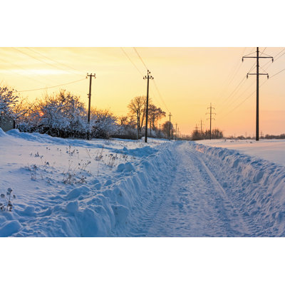 Winter Rural Landscape 1 Piece Wrapped Canvas Wall Art