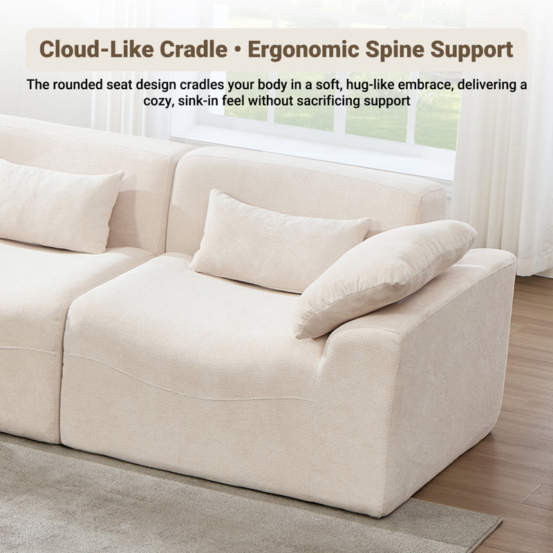 81.5" Wide 2 Piece Soft Chenille Upholstery Compression Loveseat Sofa With Pillows and Ottoman, No Assembly Required