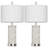24.5“ Coastal Bedside Dimmable Table Lamp Set with Night Light, USB Ports, Included Bulbs
