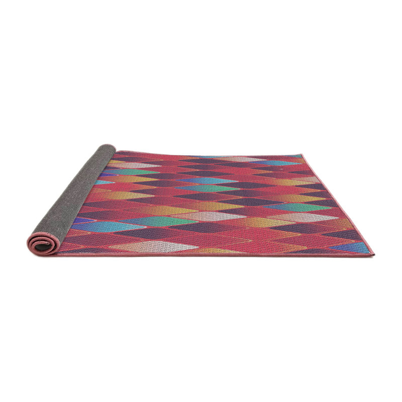 Tapis jaune/bleu/orange à motifs, Carré 7 pi