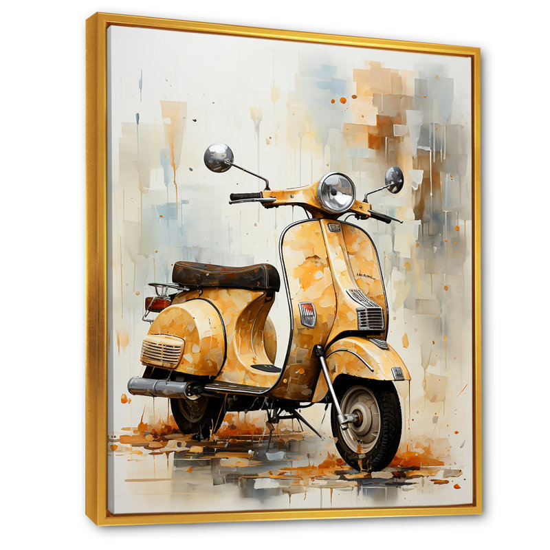 Scooter Escape III sur toile, Cadre flottant doré, H 32 po x l 24 po x P 1 po