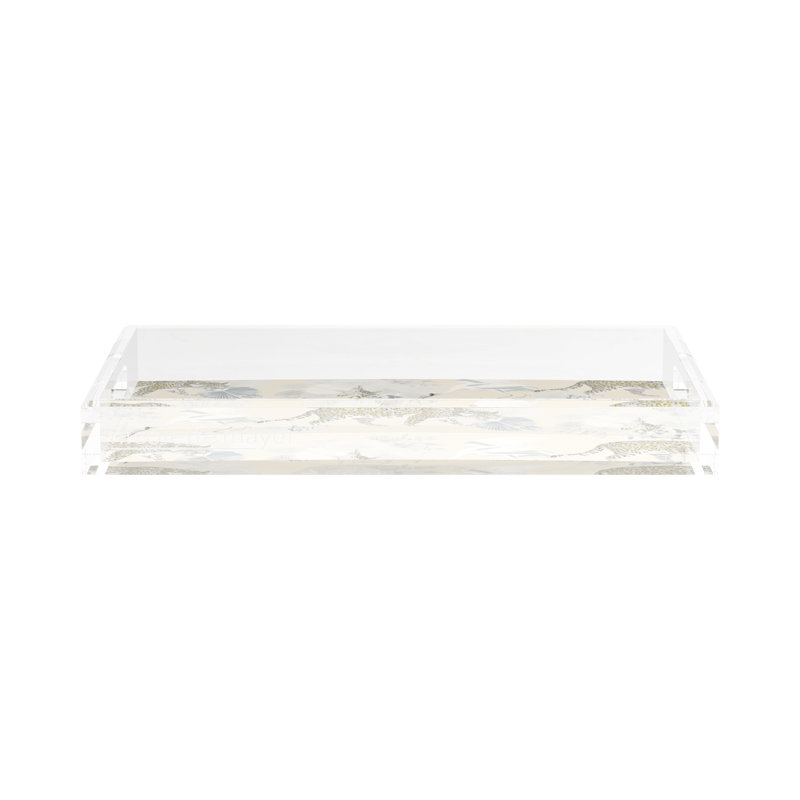 Leopard Walk Acrylic Rectangle Decorative Tray, 17"W x 10.5"D x 2"H, Cream