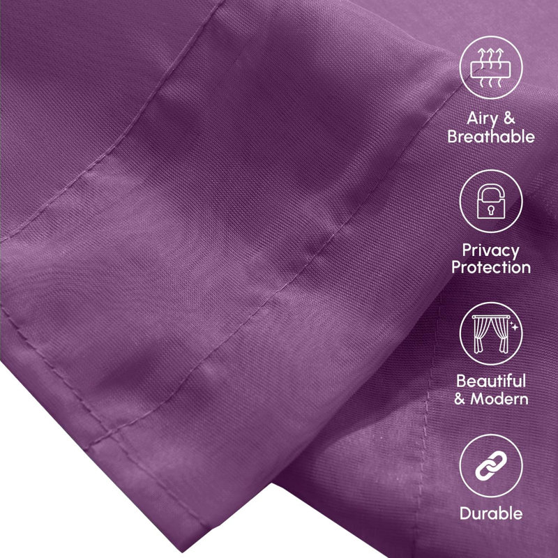 Yaelle Semi Sheer Curtain Pair, 60" W x 84" L, Purple