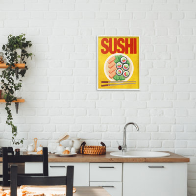 Bright Sushi & Chopsticks Framed Giclee, design by Marcus Prime