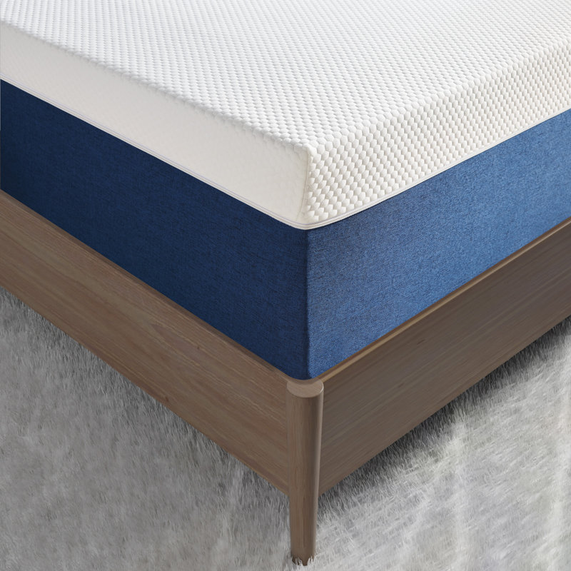 Alwyn Home 10 Inch Blue Medium Firm Gel Memory Foam Mattress With Removable Cover & Fibreglass Free For No-Noise Deeply Safe Sleep