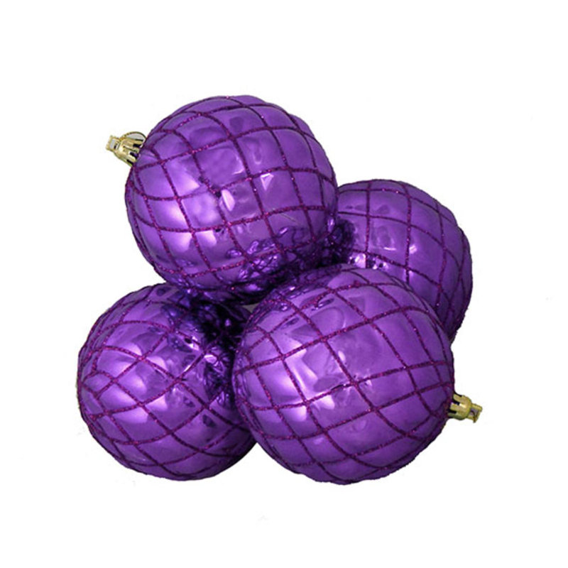Ornements de Noël incassables, l 3,75 po x P 3,75 po, Mauve brillant