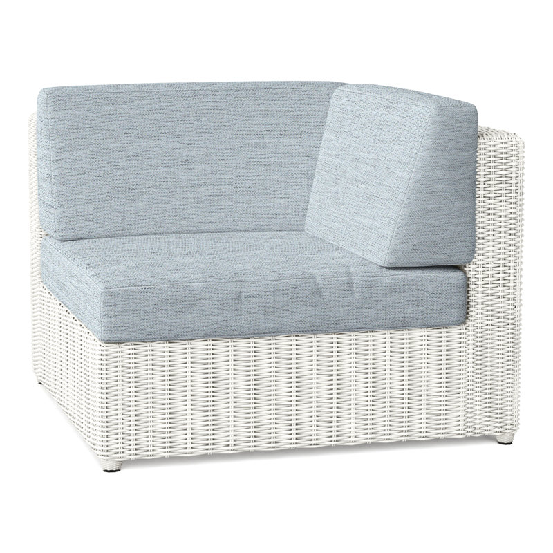 Sag Harbor Outdoor Corner Wedge Lounge Chair, Sag Harbor Classic White, Ocean