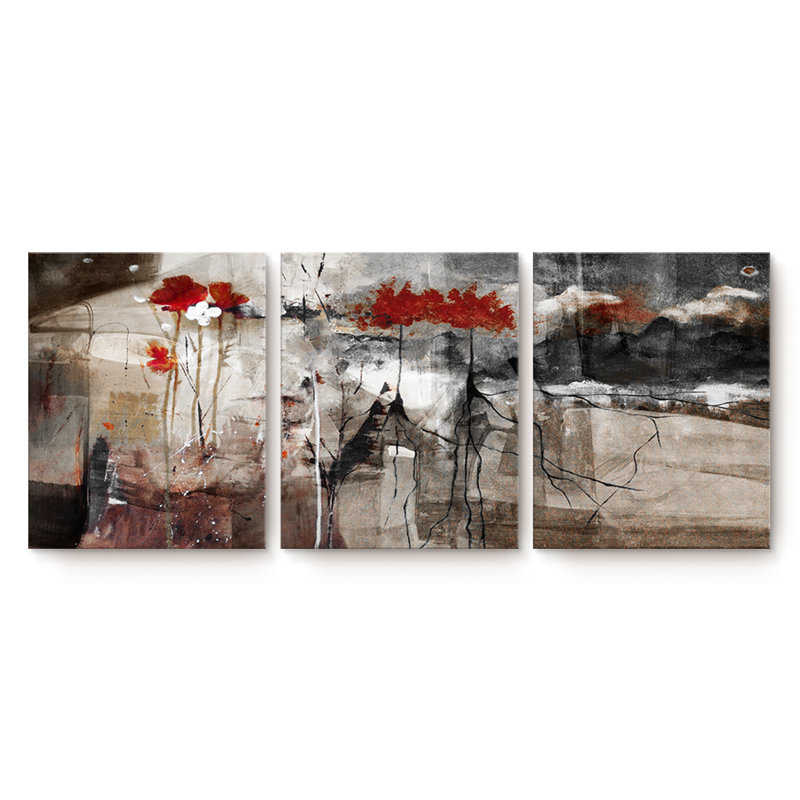 « Abstract », ensemble de 3 impressions sur toiles tendues