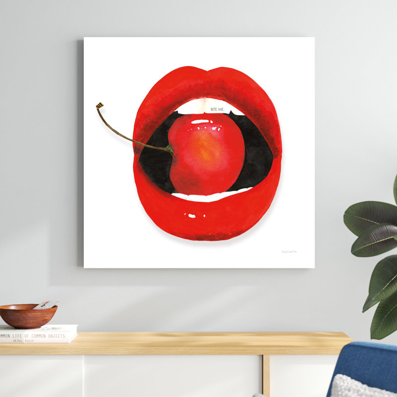 " Cherry Lips " Mixed Media Painting, 36" H x 36" W