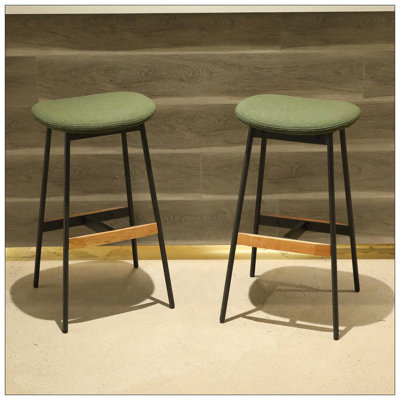 Ensemble moderne de 2 tabourets de bar, tabourets de bar confortables et élégants, rembourrés de tissu doux, sans dossier pour la cuisine et les chaises de bar de la salle à manger