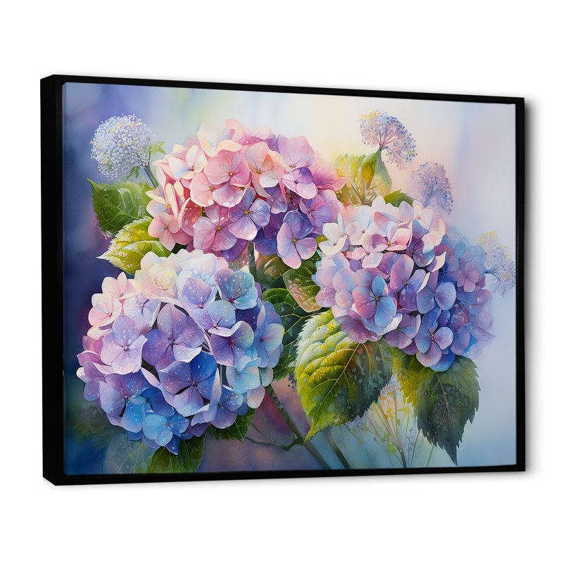 «Rose et mauve», impression sur toile, H 34 po x l 44 po x P 1,5 po, Cadre flottant noir