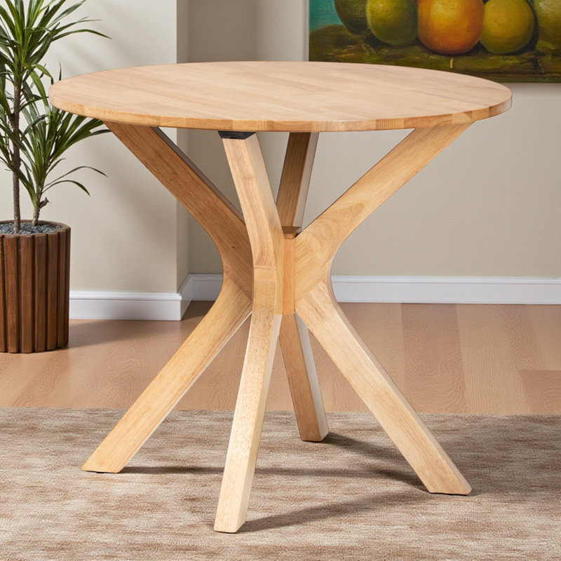 Cassia 34-Inch Round Wood Dining Table with Natural Brown Finish, 29.72'' H X 34.08'' W X 34.08'' D