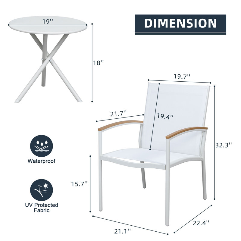 Analish 3-Piece Outdoor Conversation Set, White