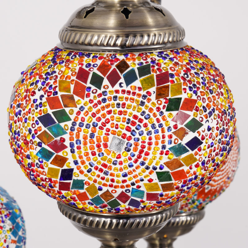 Lustre en mosaïque bohémienne à 3 lumières de 14 po à 3 lumières (ampoule incluse)