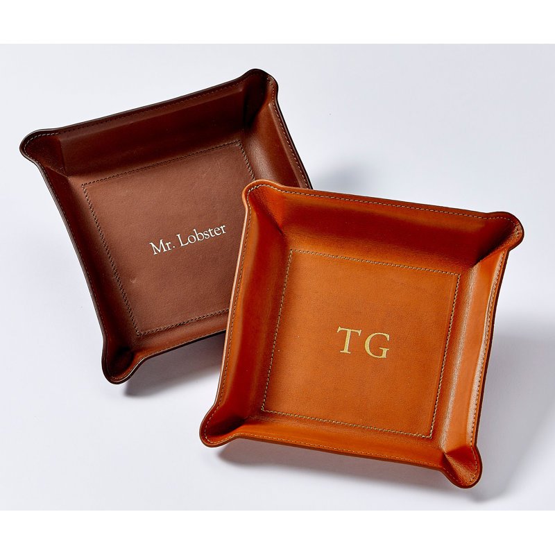 Graphic Image Valet Leather Catchall Tray, Leather, Tan
