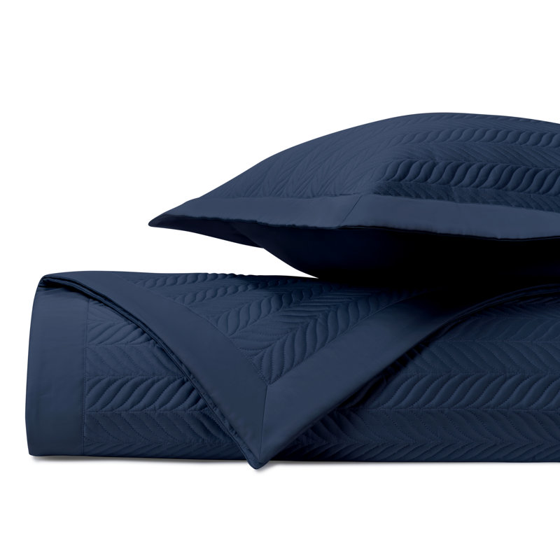 Egyptian Certified Cotton Coverlet Set, King Coverlet + 2 King Shams, Navy Blue