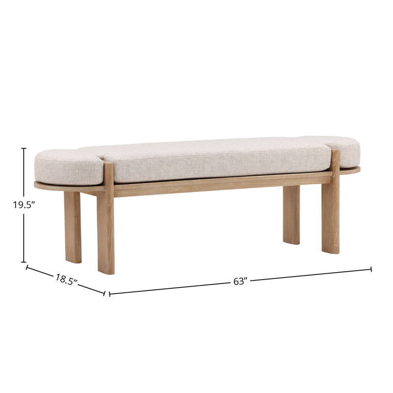 Ella Upholstered Accent Bench, Beige, Light Natural