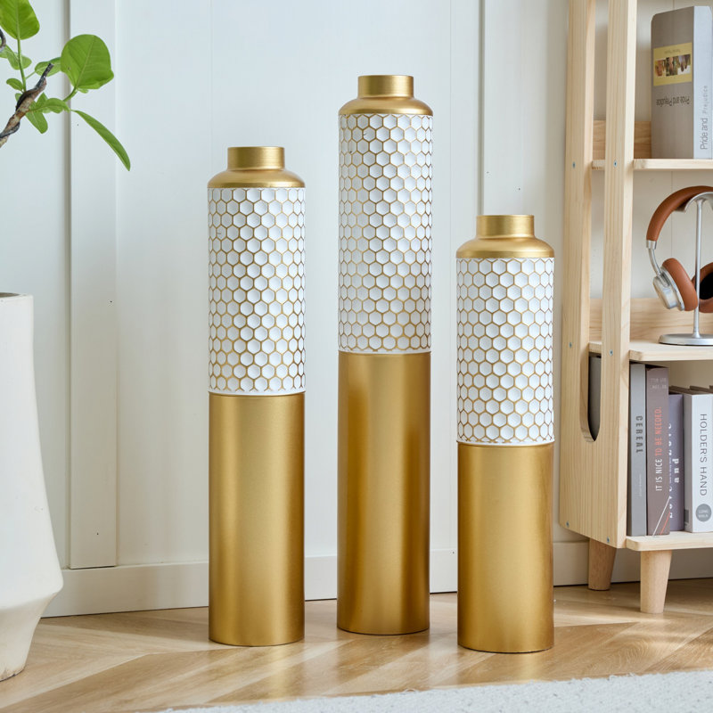 Vase en métal 3 pièces pour salon, chambre à coucher et bureau