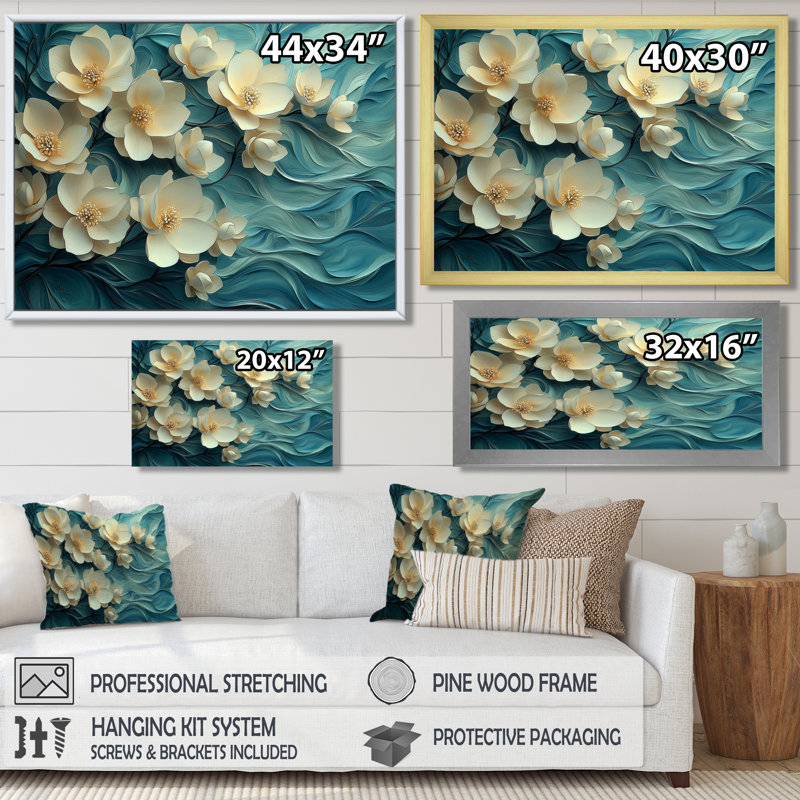Imir Garden of Magnolias On Agate River I - Magnolias, art mural, H 34 po x l 44 po, Impression encadrée flottante, Natural