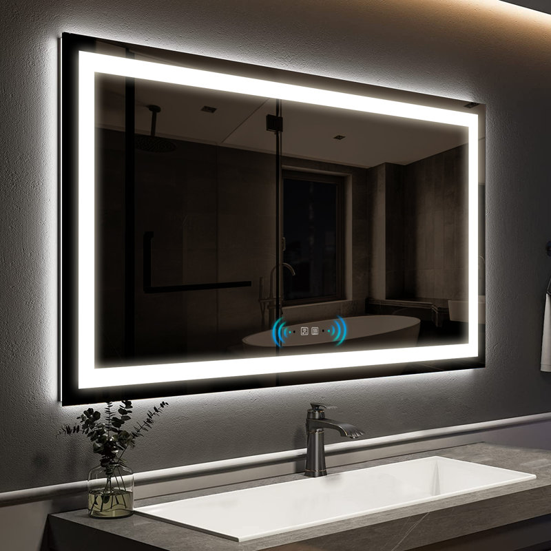 Berenize Rectangular LED Mirror Human Body Induction Motion Sensor Dimmable Anti Fog Vanity Mirror, 32" x 40"