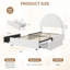 Base de lit simple avec lit à deux places avec tête de lit ronde et 2 tiroirs de rangement, lattes en bois, silencieux, sans sommier tapissier, blanc-124683000-124683001