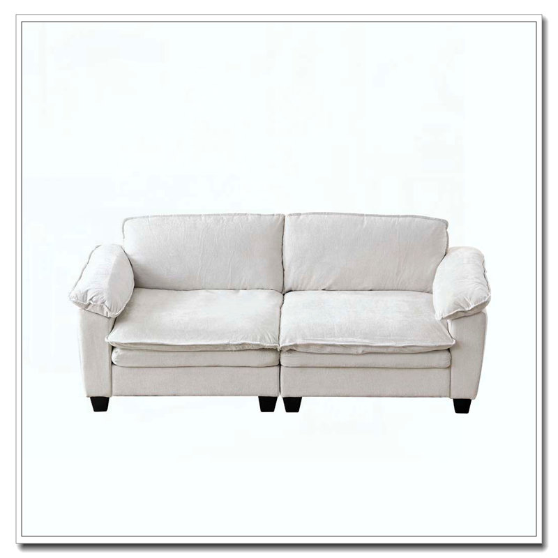 Grand canapé de luxe avec causeuse en chenille douce, Beige