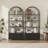 71" Arched Bookshelf with Doors,Industrial Bookcase with Sturdy Metal Frame, Vintage Display Shelving Unit, Black Geometric Book Shelf for Lving Room, Bedroom, Home Office-1997499383