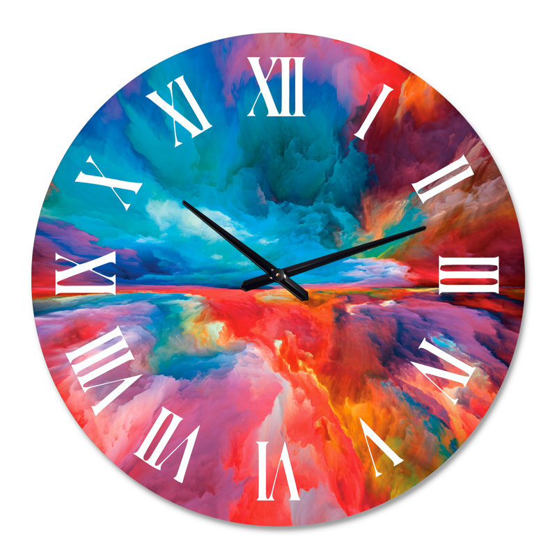 Horloge murale moderne en bleu et rouge, Médium