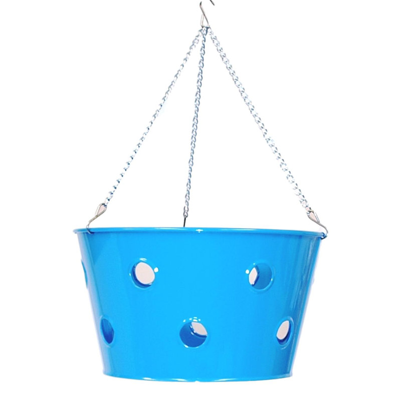 Pot à fleurs suspendu en métal Christiann, Bleu, 2
