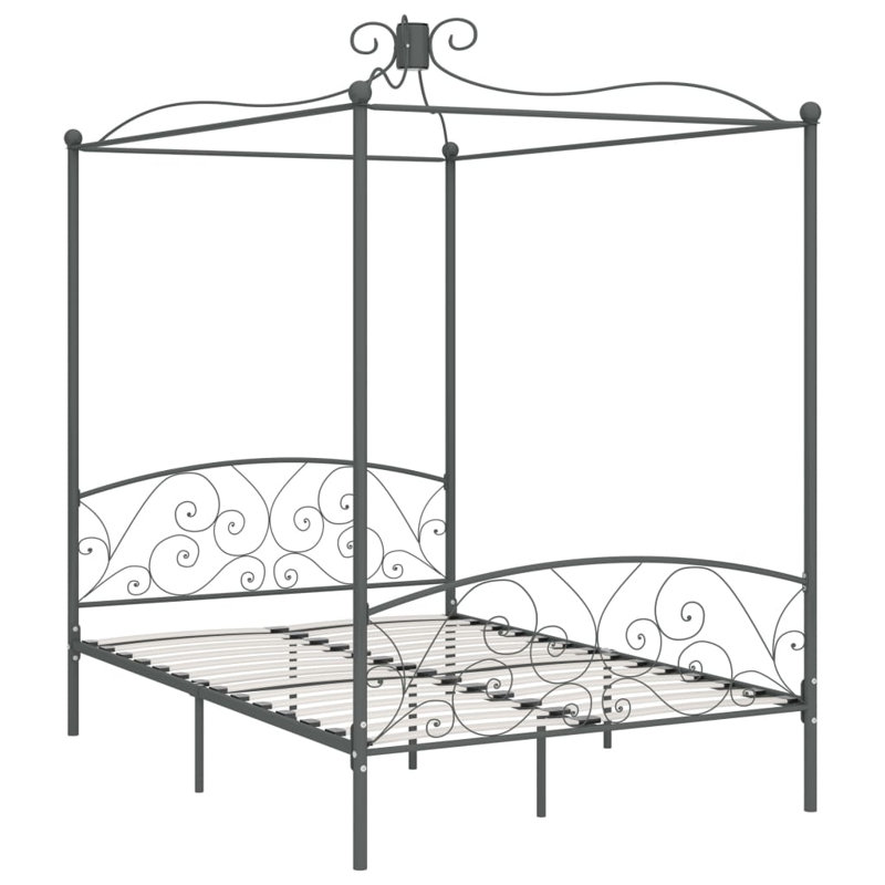 Rocky Metal Bed, grey, 140 x 200 cm