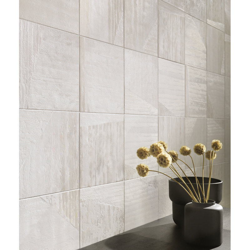 Gesso Terra Modern Abstract  6"x6" Porcelain Tile, White