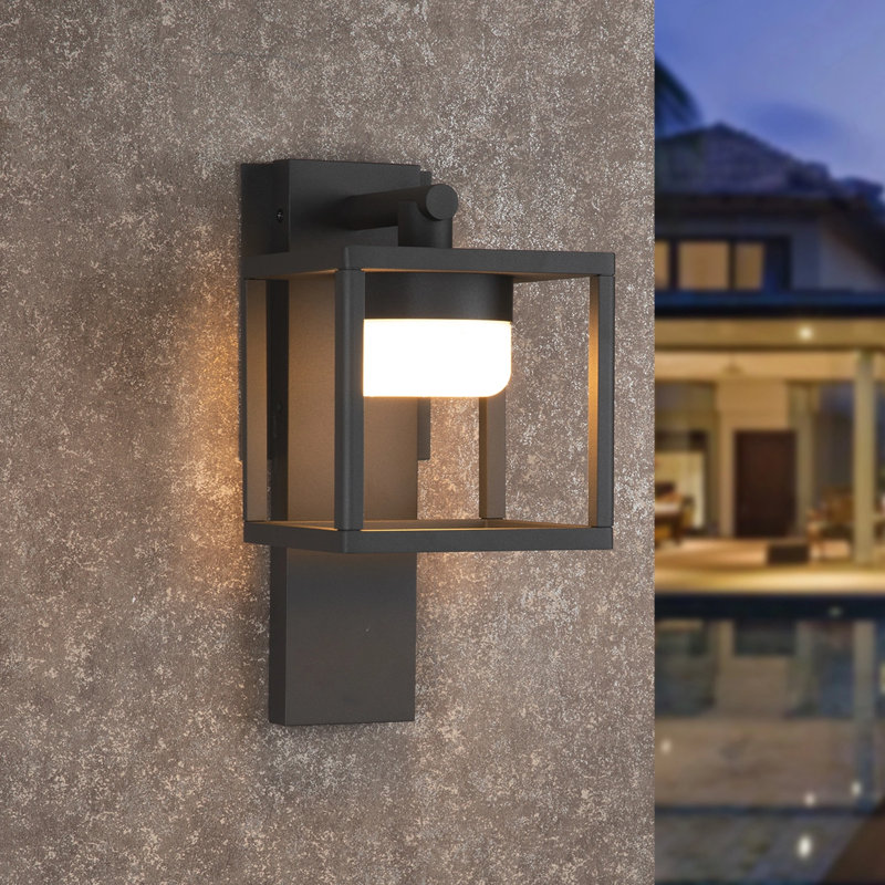 Outdoor Wall Sconce Exterior IP44 Waterproof LED Wall Light Classic Wall Lamp Lantern Square Mount, Gray