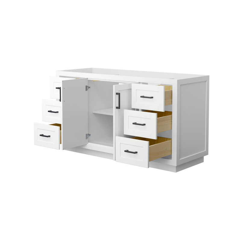 Base de meuble-lavabo simple autoportante 59,25 po Miranda, Blanc / noir mat