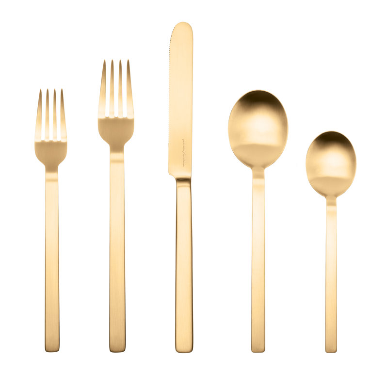 MEPRA Stile By Pininfarina Stainless Steel Flatware Set - Service for 4, Ice Gold