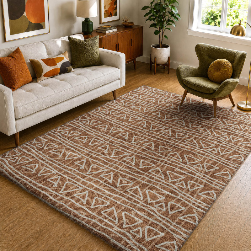 Tapis bohème Dream Shag ADS730 lavable à la machine de qualité supérieure, Terra Cotta, 3' x 5'
