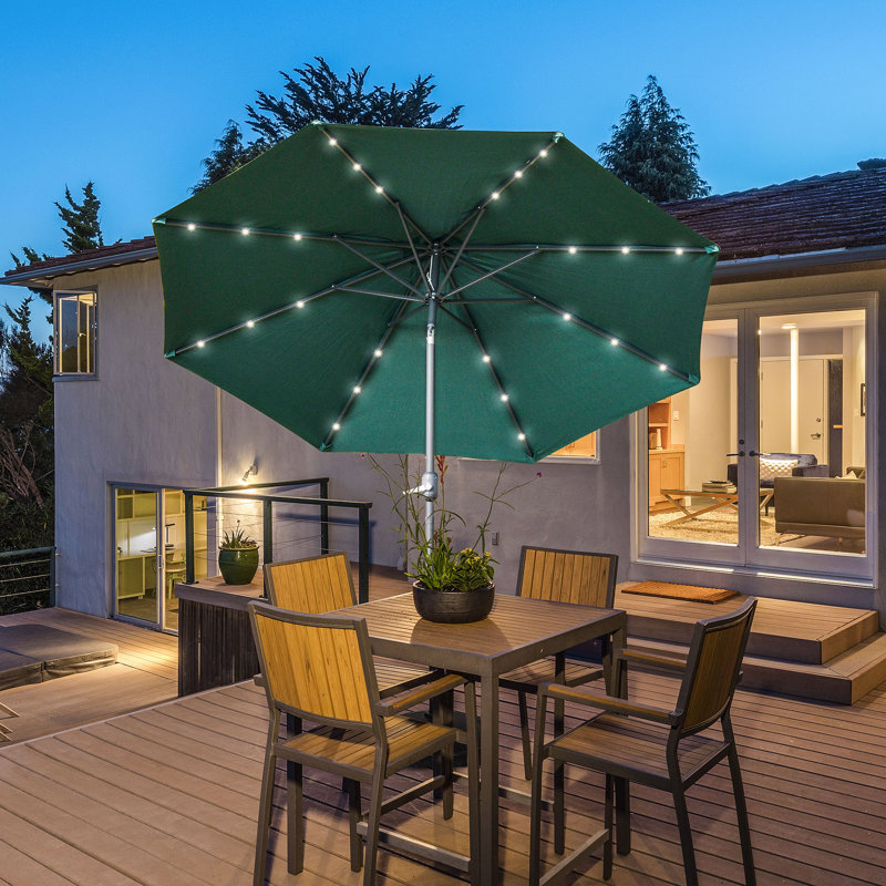 270cm Lighted Tilt Market Parasol, Green