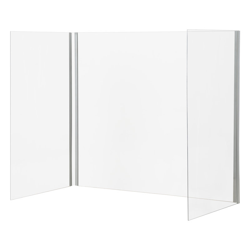Clear PET Foldable Tabletop Sneeze Guard with Rounded Edges