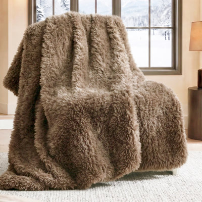 Soft Faux Fur Throw Blanket, Double-Sided Plush Fur Blanket, Cozy Decorative Throw for Sofa, Bed and Gift