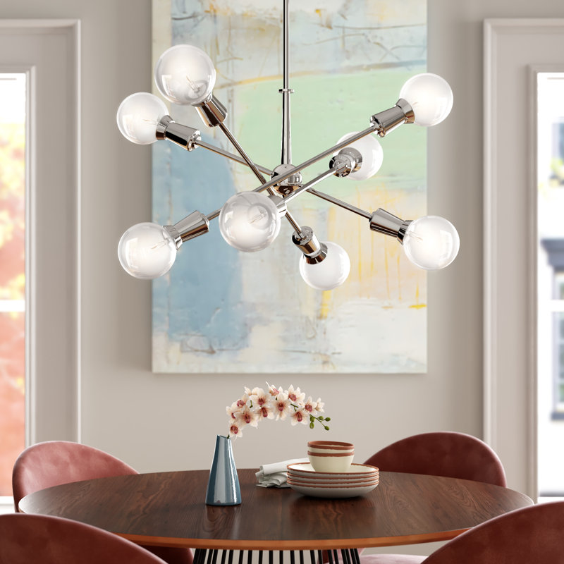 Lustre linéaire spoutnik moderne à 8 lumières Armstrong, Chrome