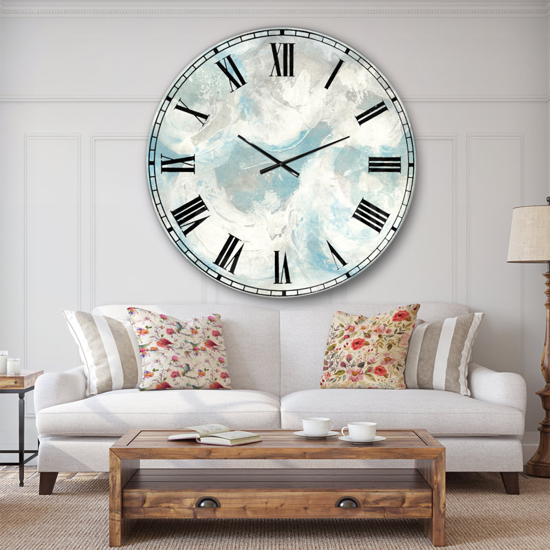 Ambre bleu pâle Ambyr IV - horloge murale bord de mer, Surdimensionné