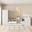 Lit simple superposé en bois avec lit gigogne, armoire, armoire, bureau et tiroirs-1447434917