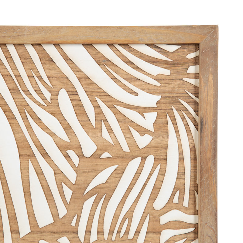Dimensional Floral Wood Art Plaque, White/Brown